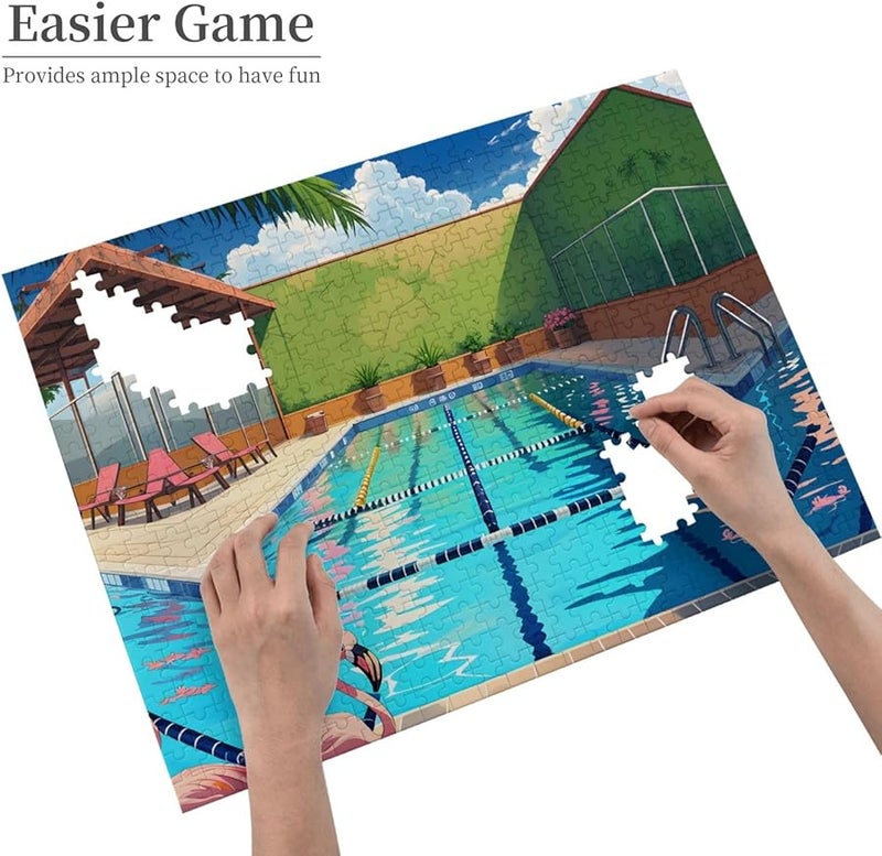 لغز فلامنغو للسباحة 500 قطعة للبالغين ديكور المنزل 20.4 × 15 بوصة - Image 3